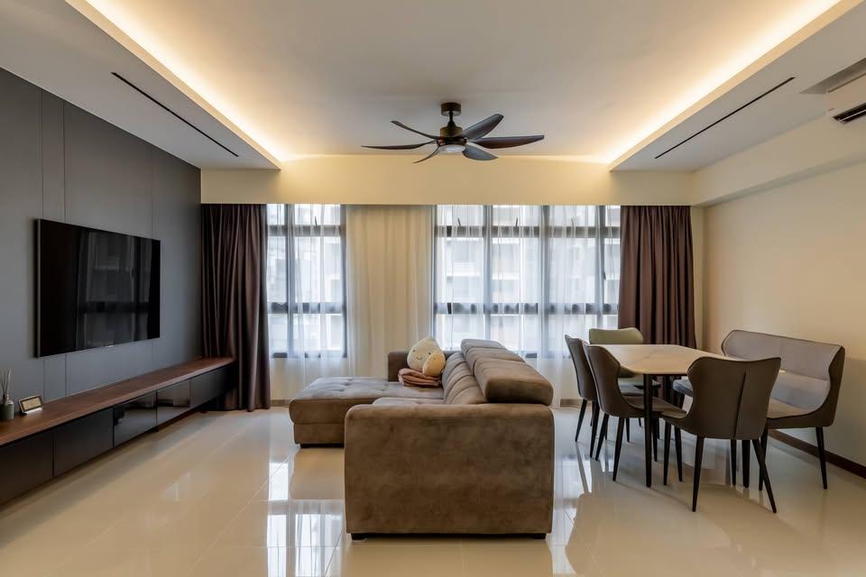 Modern Living Room with TV Console and Sofa
