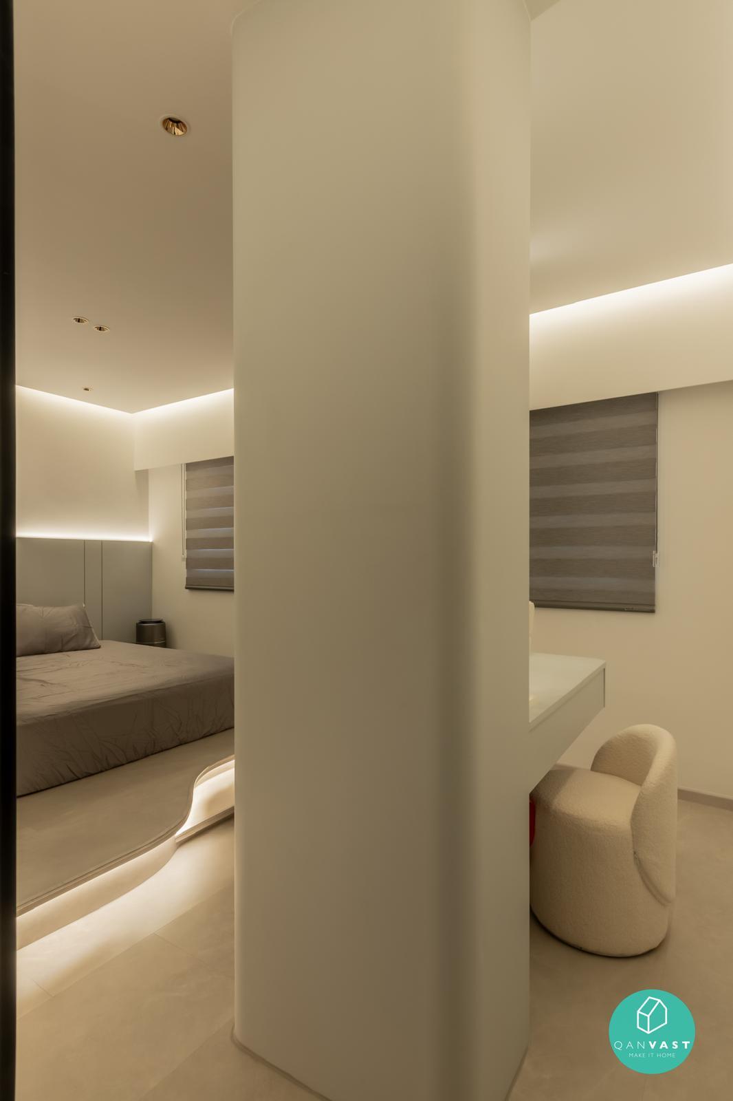 Contemporary Bedroom with Platform Bed and Built-in Bed