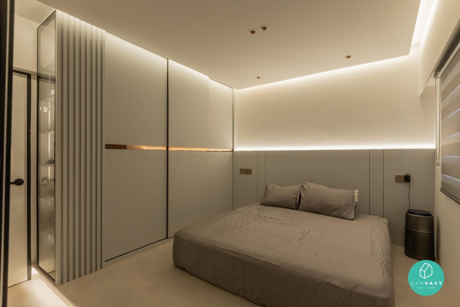 Contemporary Bedroom with Platform Bed and Cove Lighting