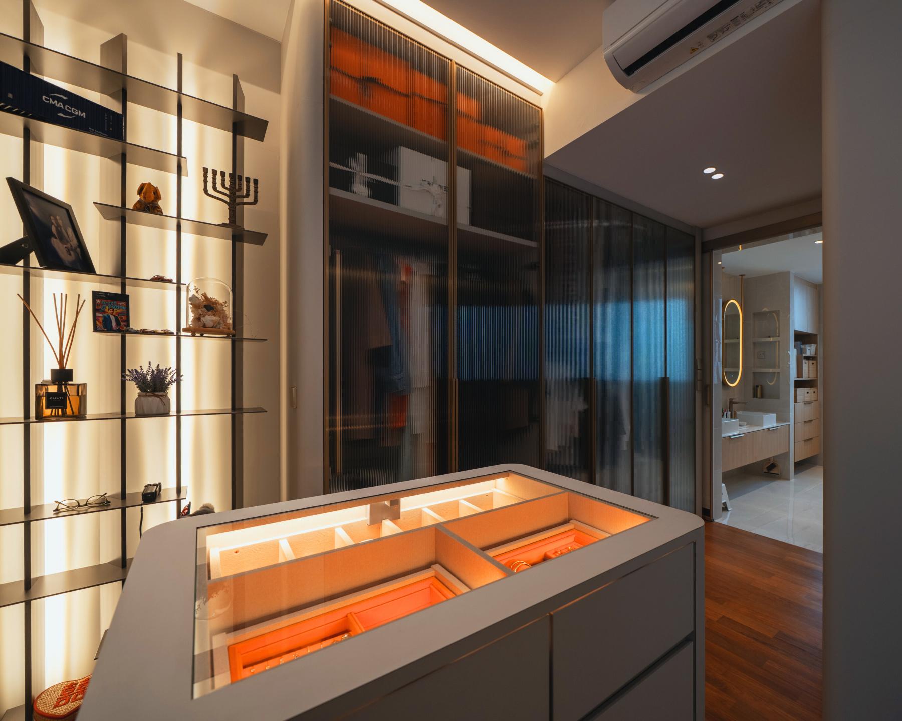 Modern Walk-in Wardrobe with Mirror and Wardrobe