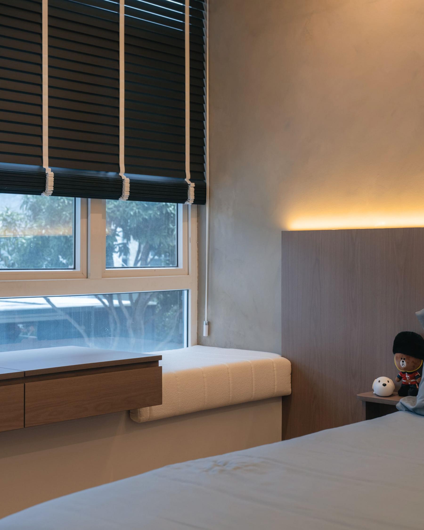 Contemporary Bedroom with Built-in Bed and Queen Bed