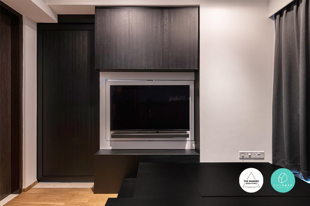 Contemporary Bedroom with TV and Storage Cabinets