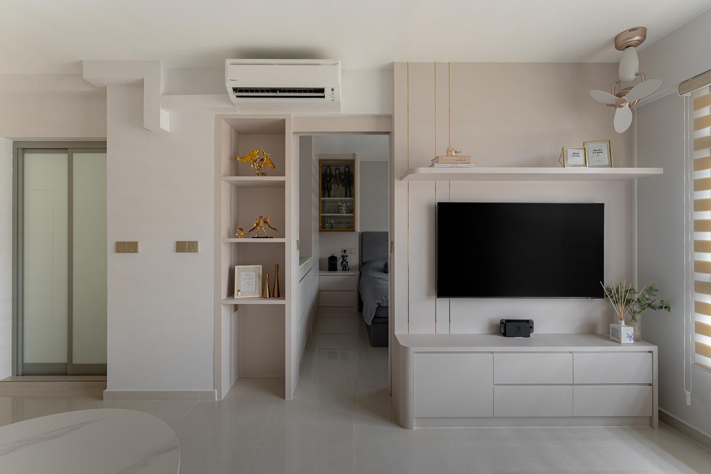 Modern Living Room with TV Console and Display Cabinets