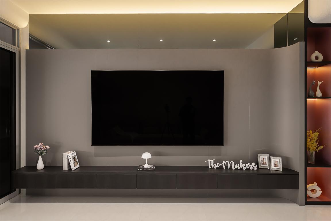 Modern Living Room with TV Console and TV
