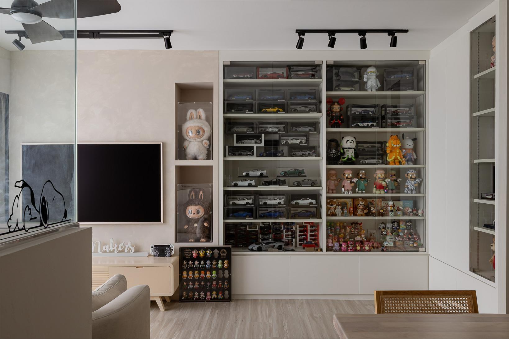 Modern Living Room with TV Console and Display Cabinets