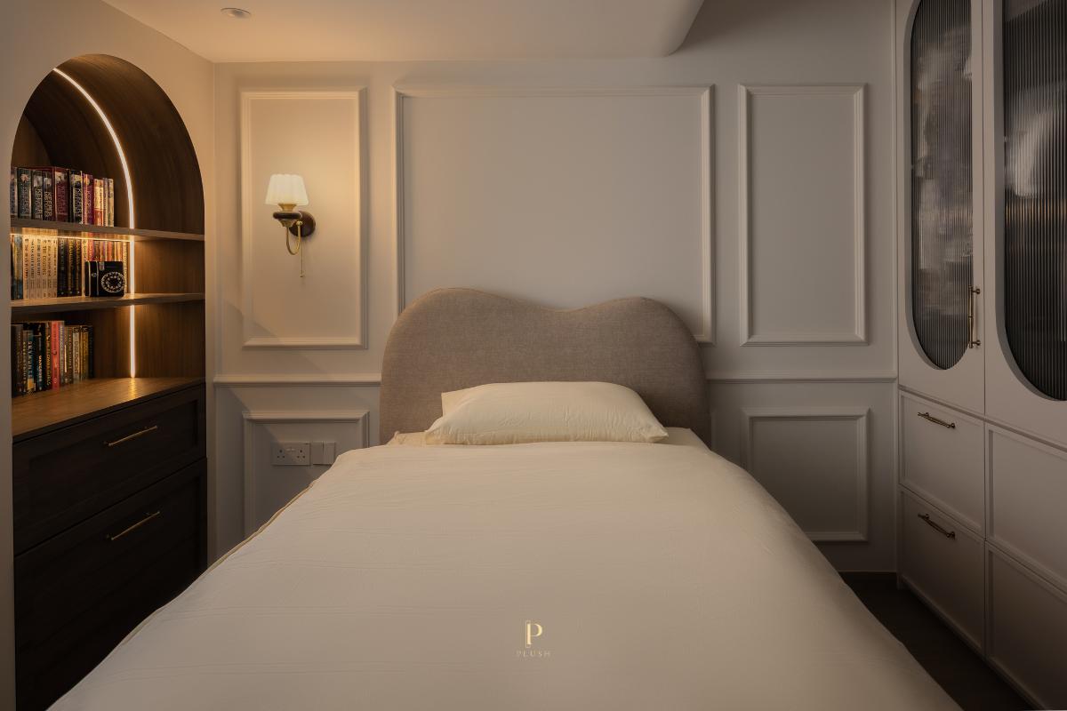 Modern Bedroom with Bookshelf and Wardrobe