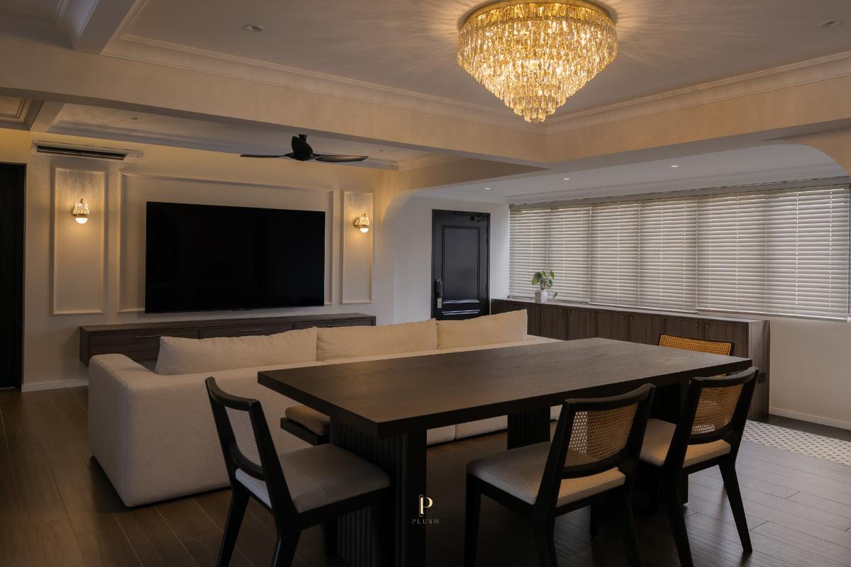 Modern Living Room with Vinyl Flooring and TV Console