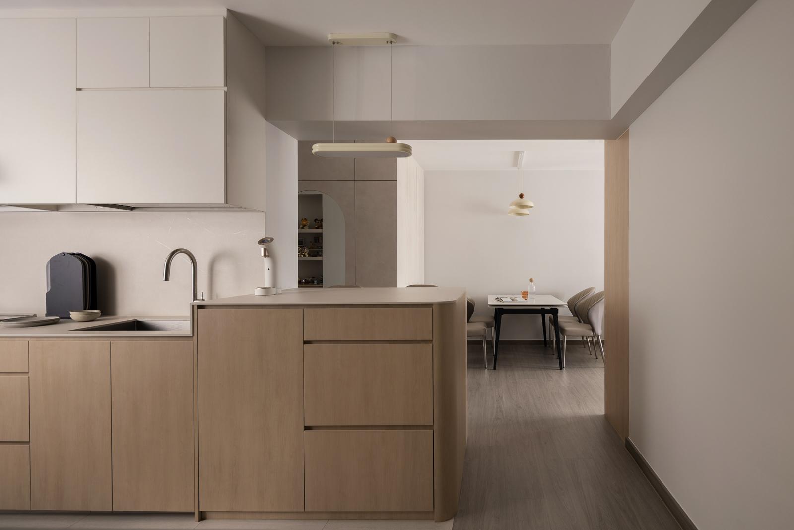 Scandinavian Kitchen with Countertop and Kitchen Island