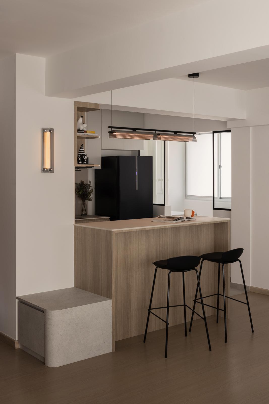 Minimalist Kitchen with Countertop and Vinyl Flooring