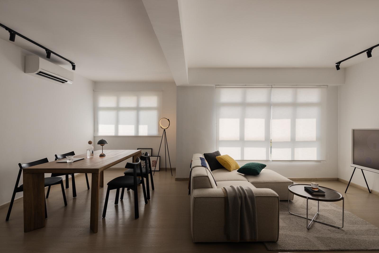 Minimalist Living Room with Vinyl Flooring and Sofa