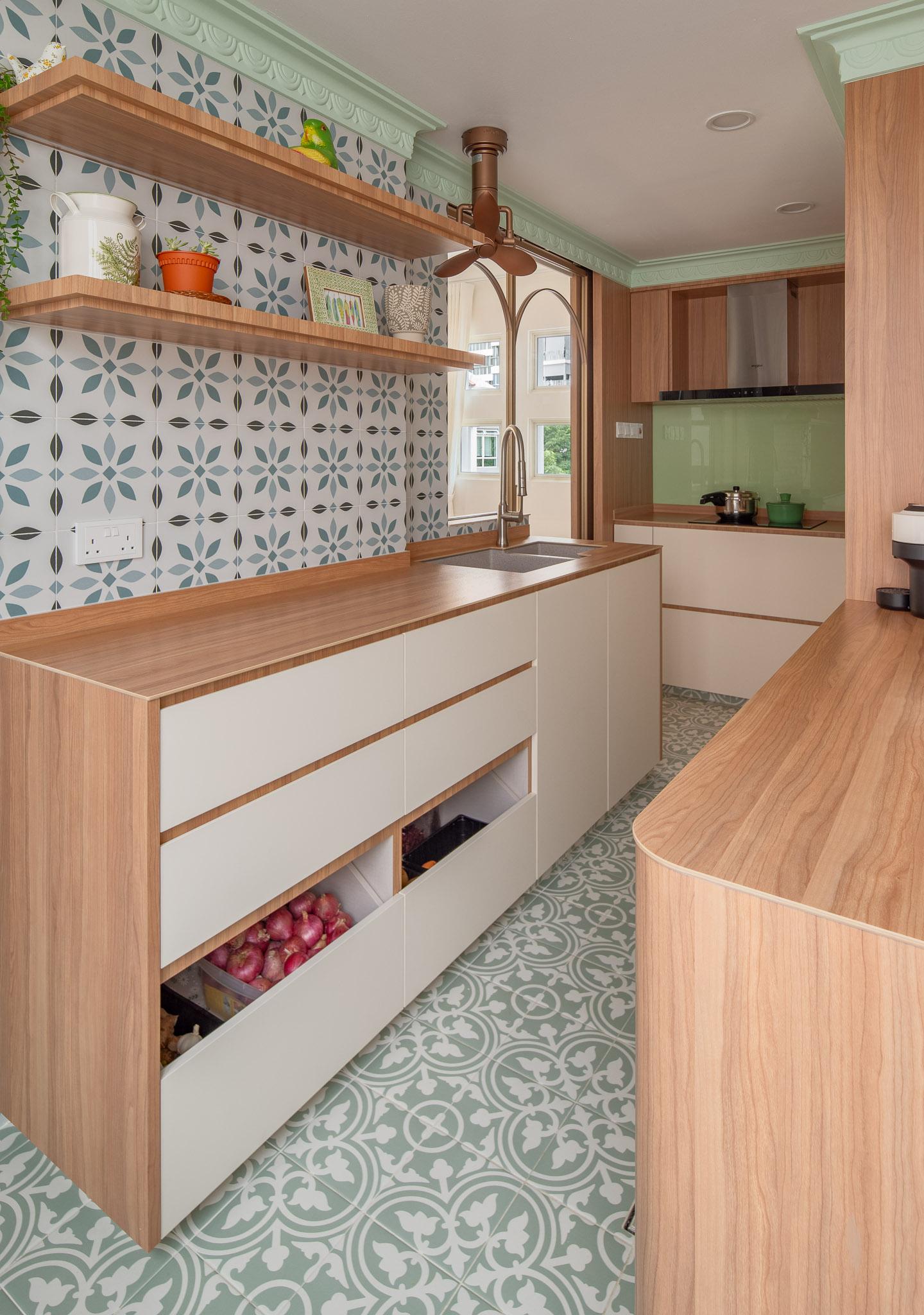 Eclectic Kitchen with Countertop and Kitchen Window