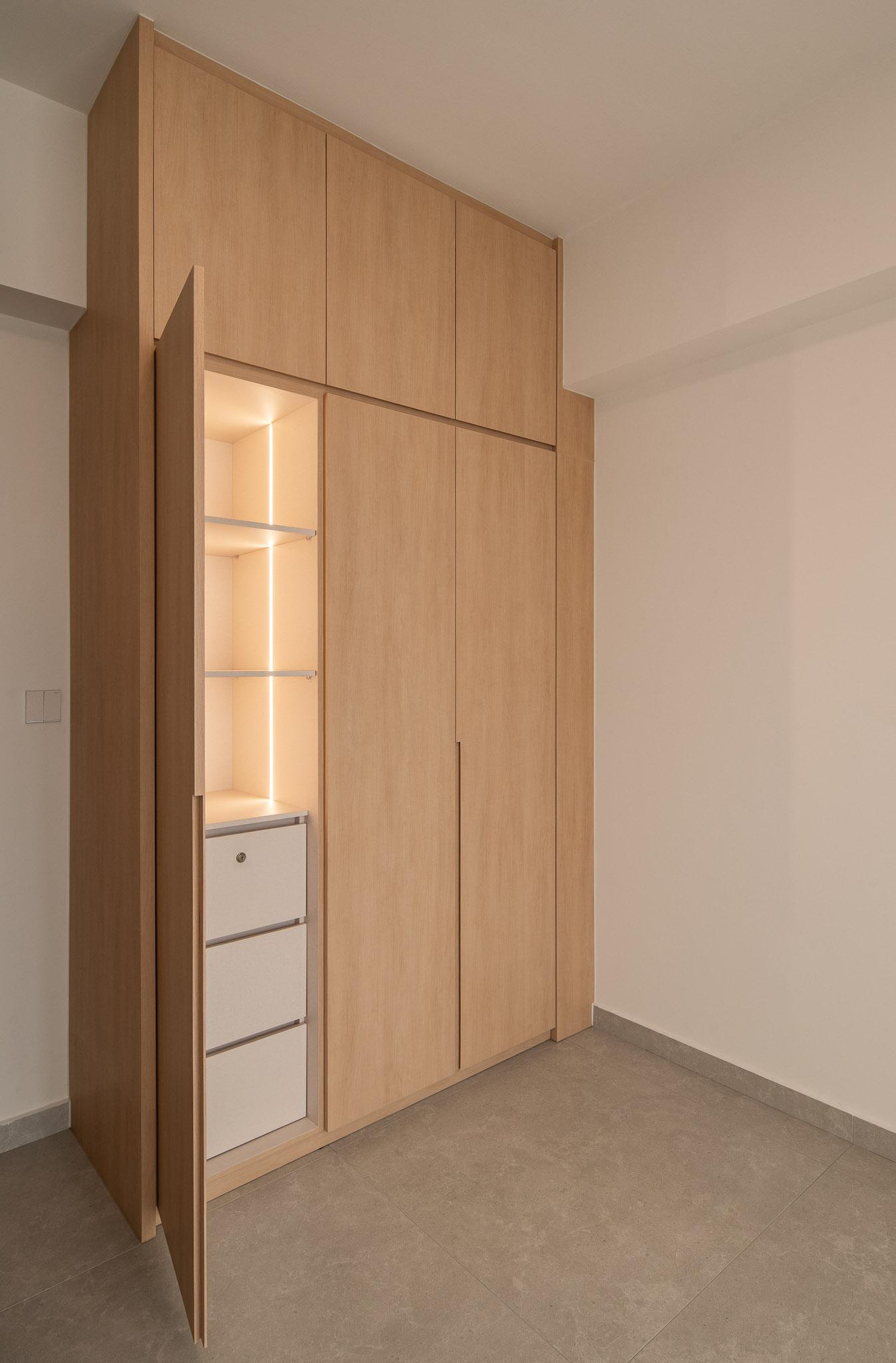 Scandinavian Bedroom with Wardrobe and Storage Cabinets