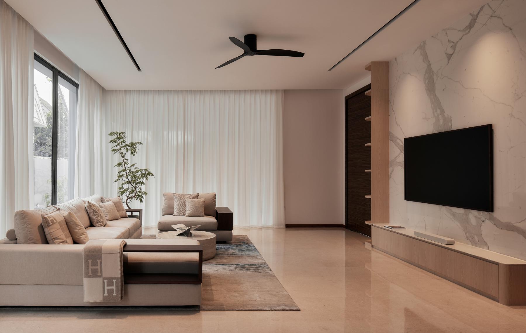 Modern Living Room with Sofa and TV