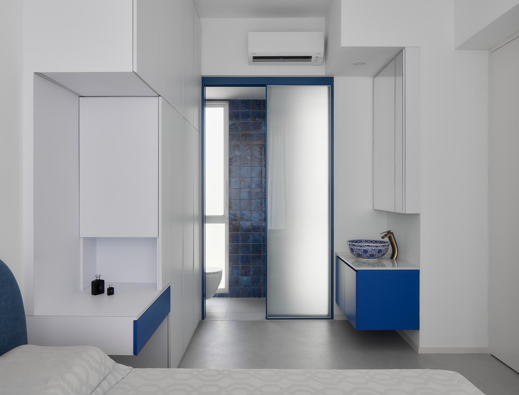 Modern Bedroom with Wardrobe and Bedside Table