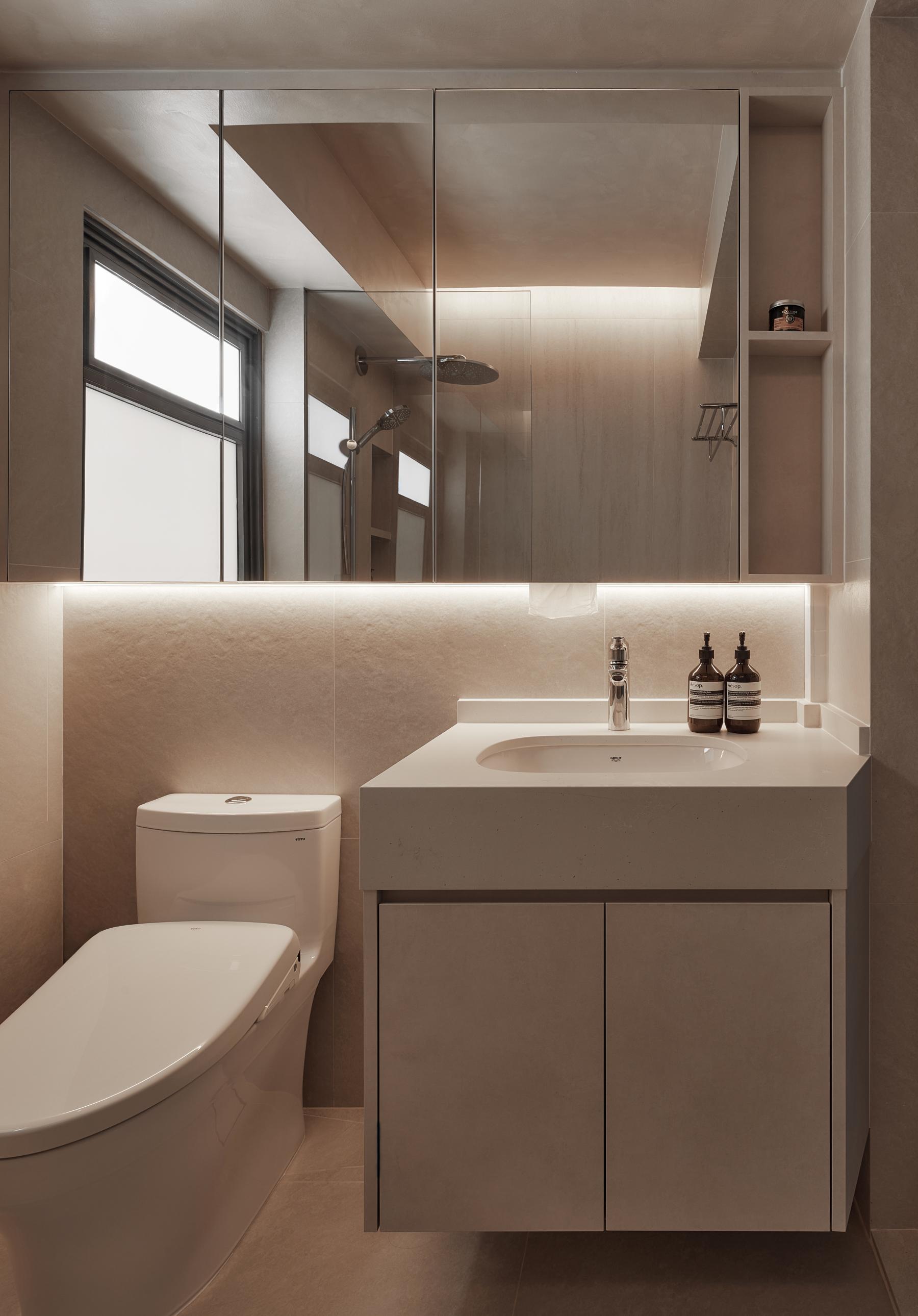 Scandinavian Bathroom with Mirror and Bathroom Mirrors