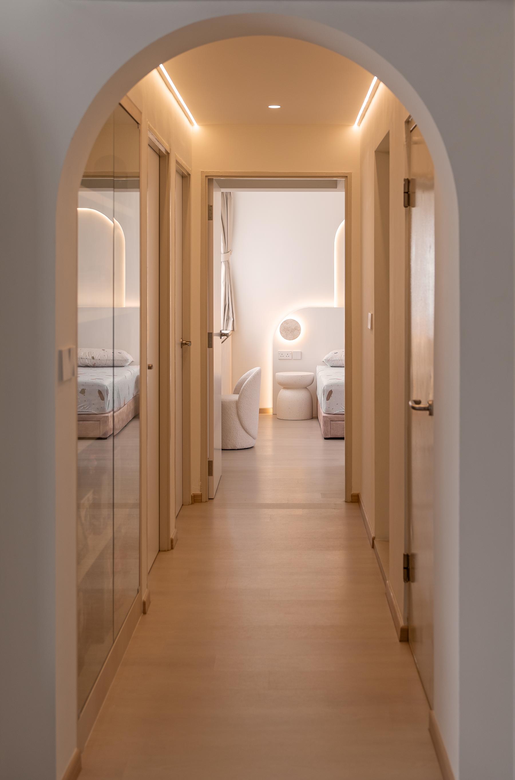 Asian Hallway with Ceiling Light and Lighting