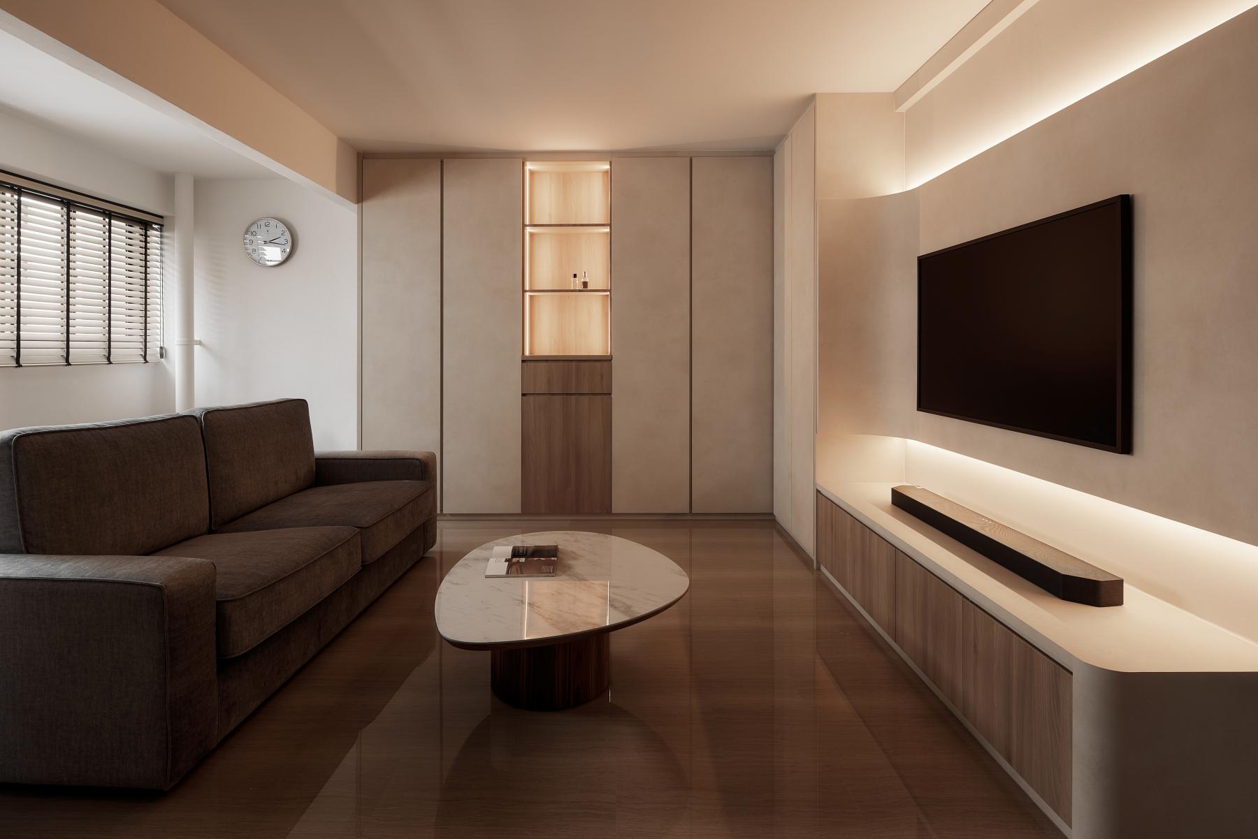 Minimalist Living Room with TV Console and Sofa