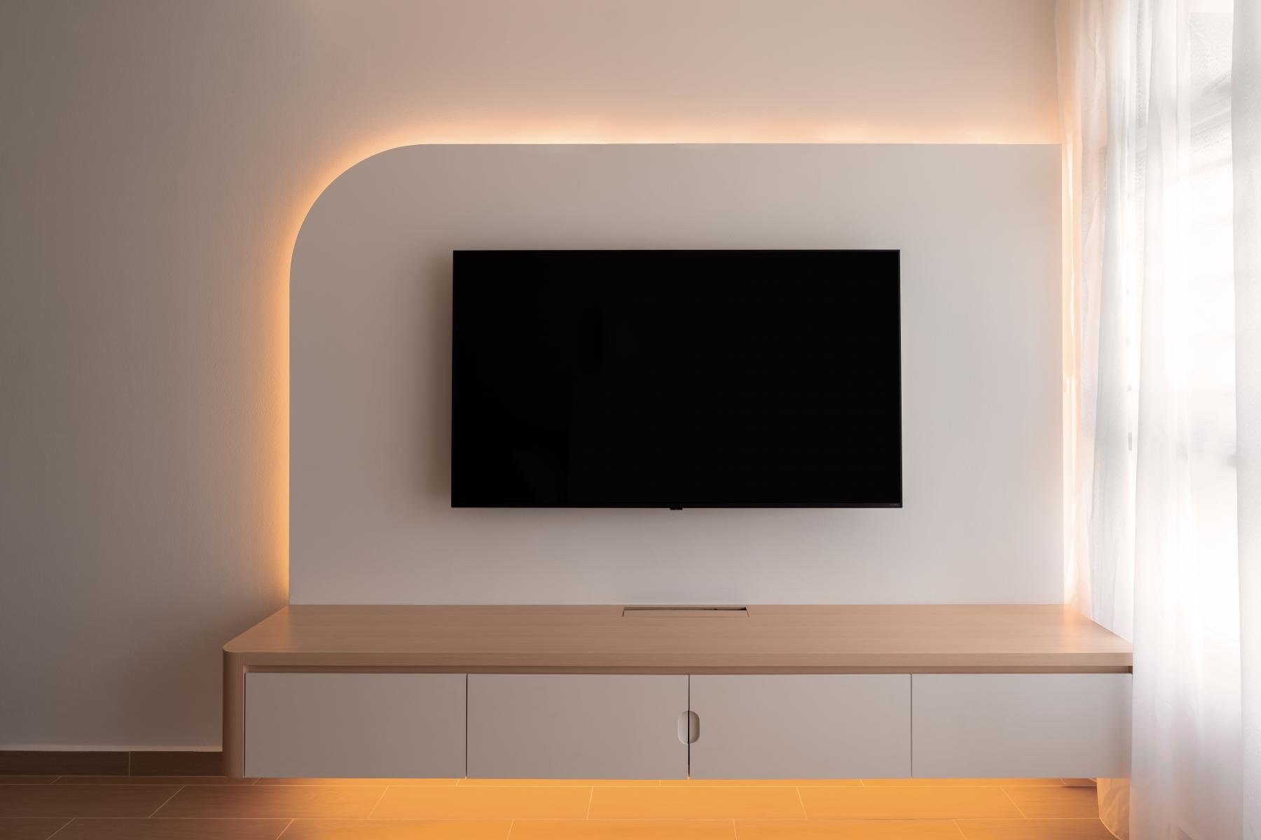 Scandinavian Living Room with TV Console and TV