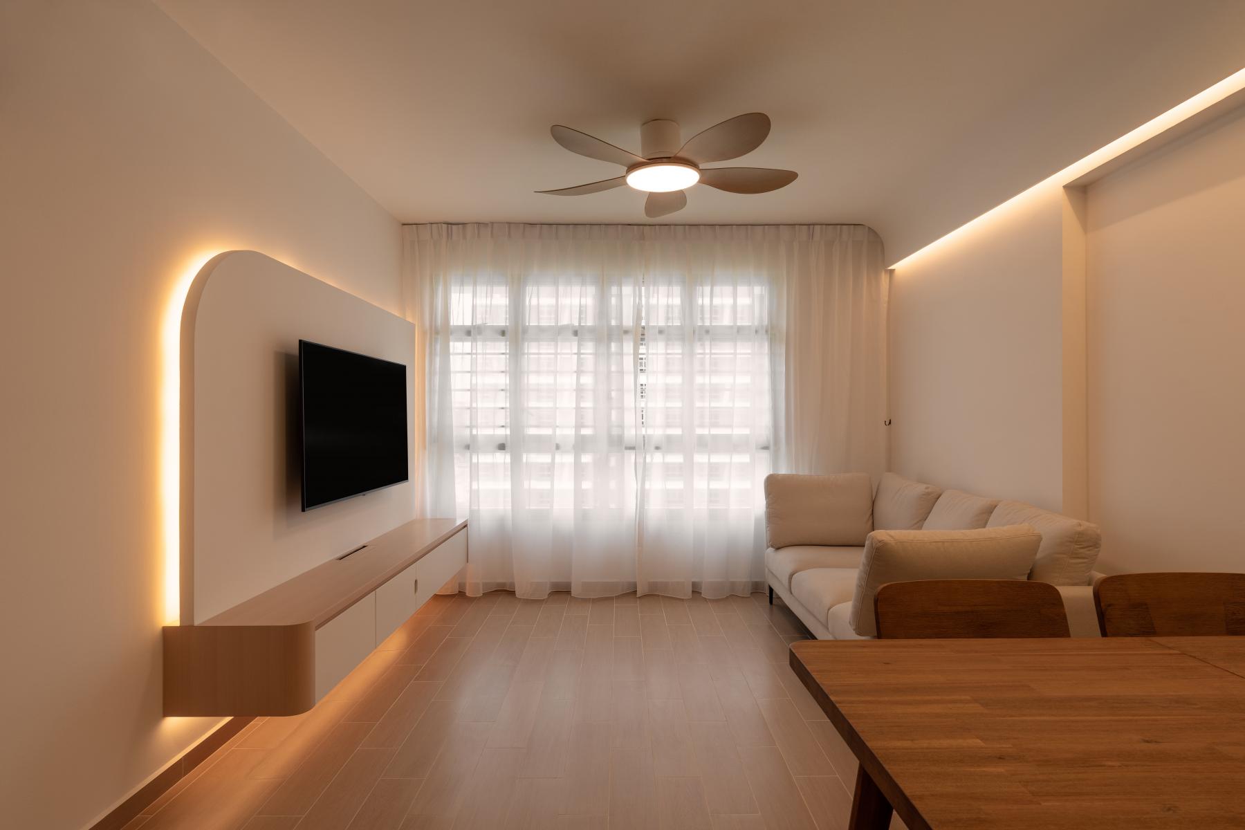 Scandinavian Living Room with TV Console and Sofa