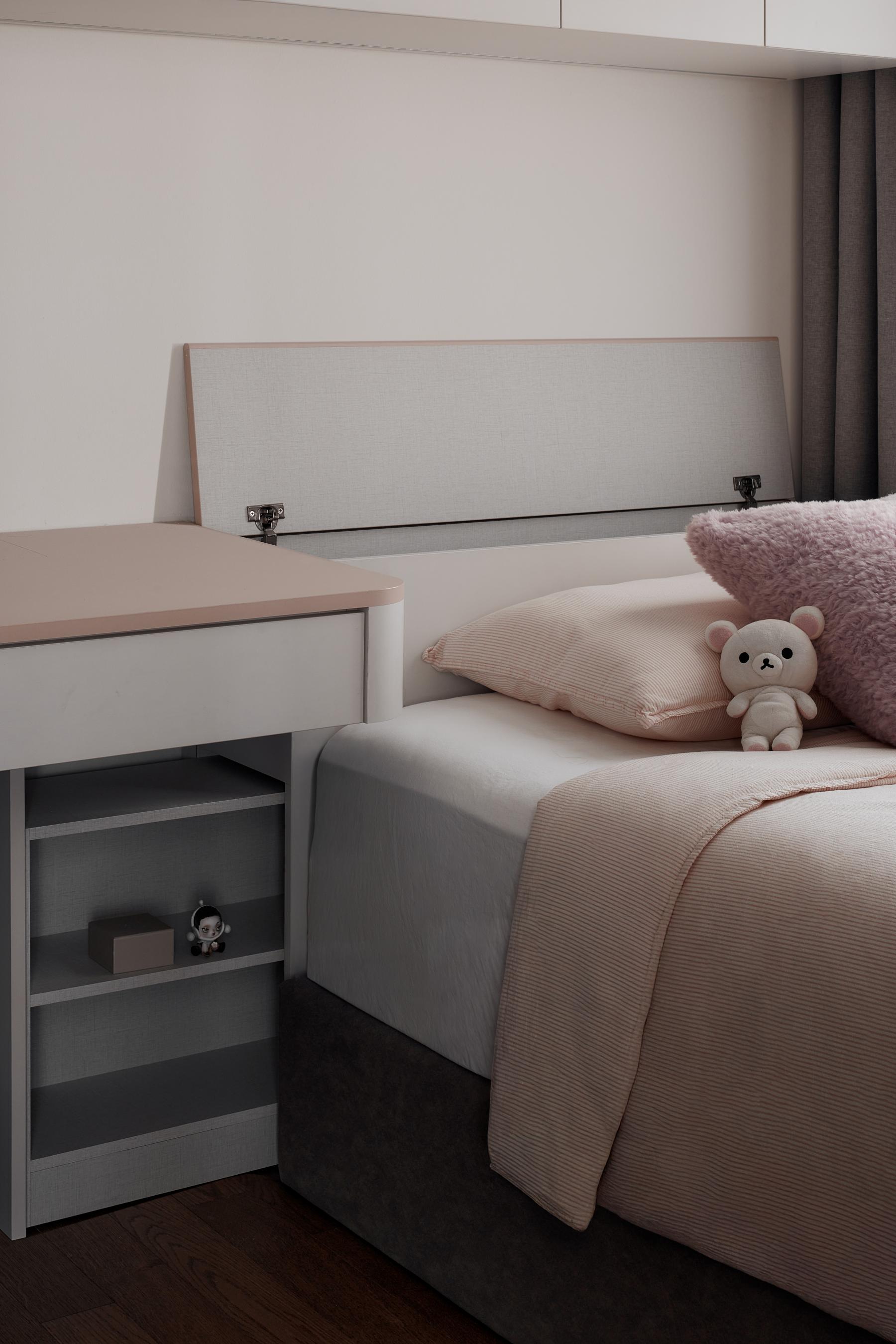 Modern Bedroom with Bedside Table and Children's Beds