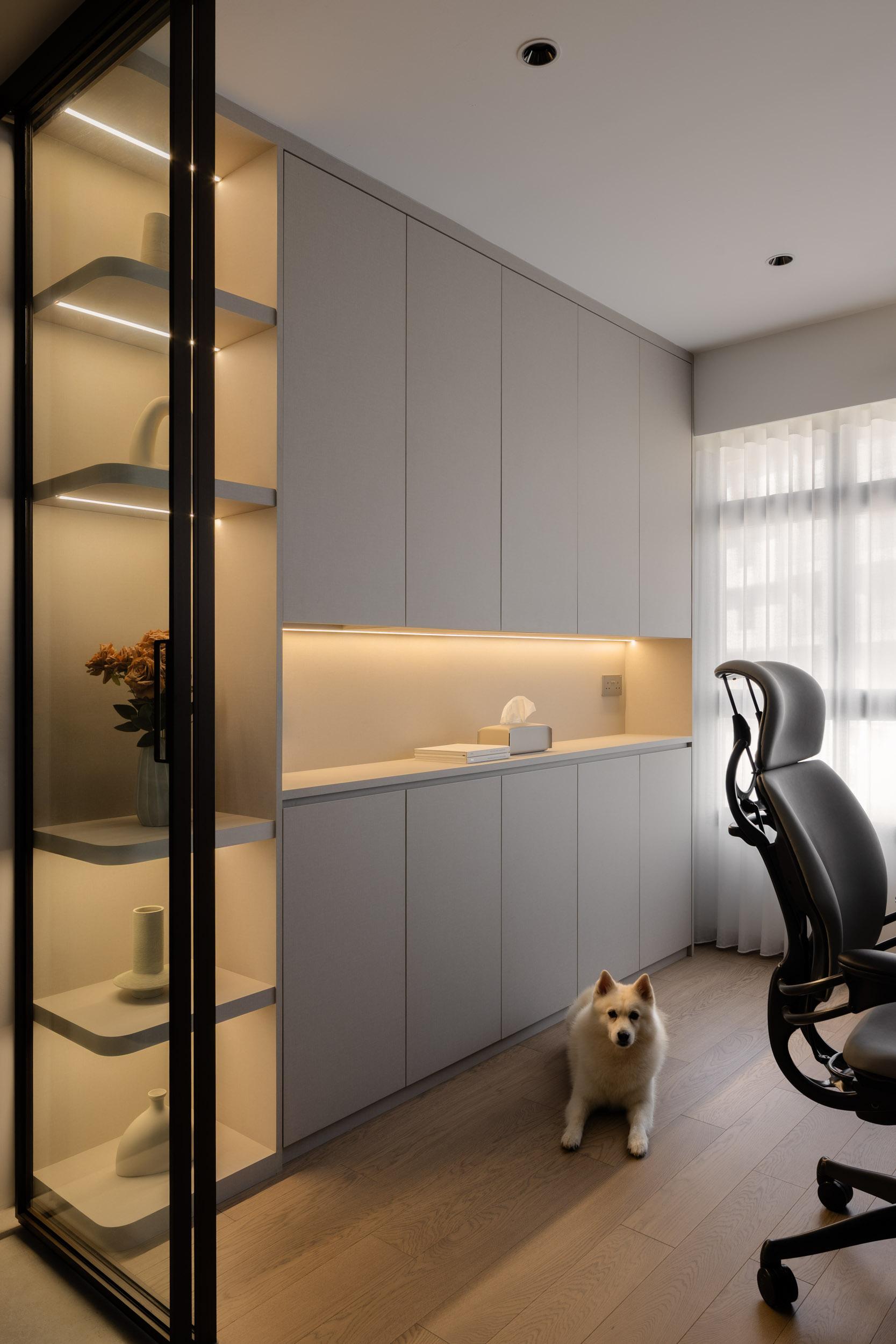 Contemporary Study with Bookshelf and Storage Cabinets