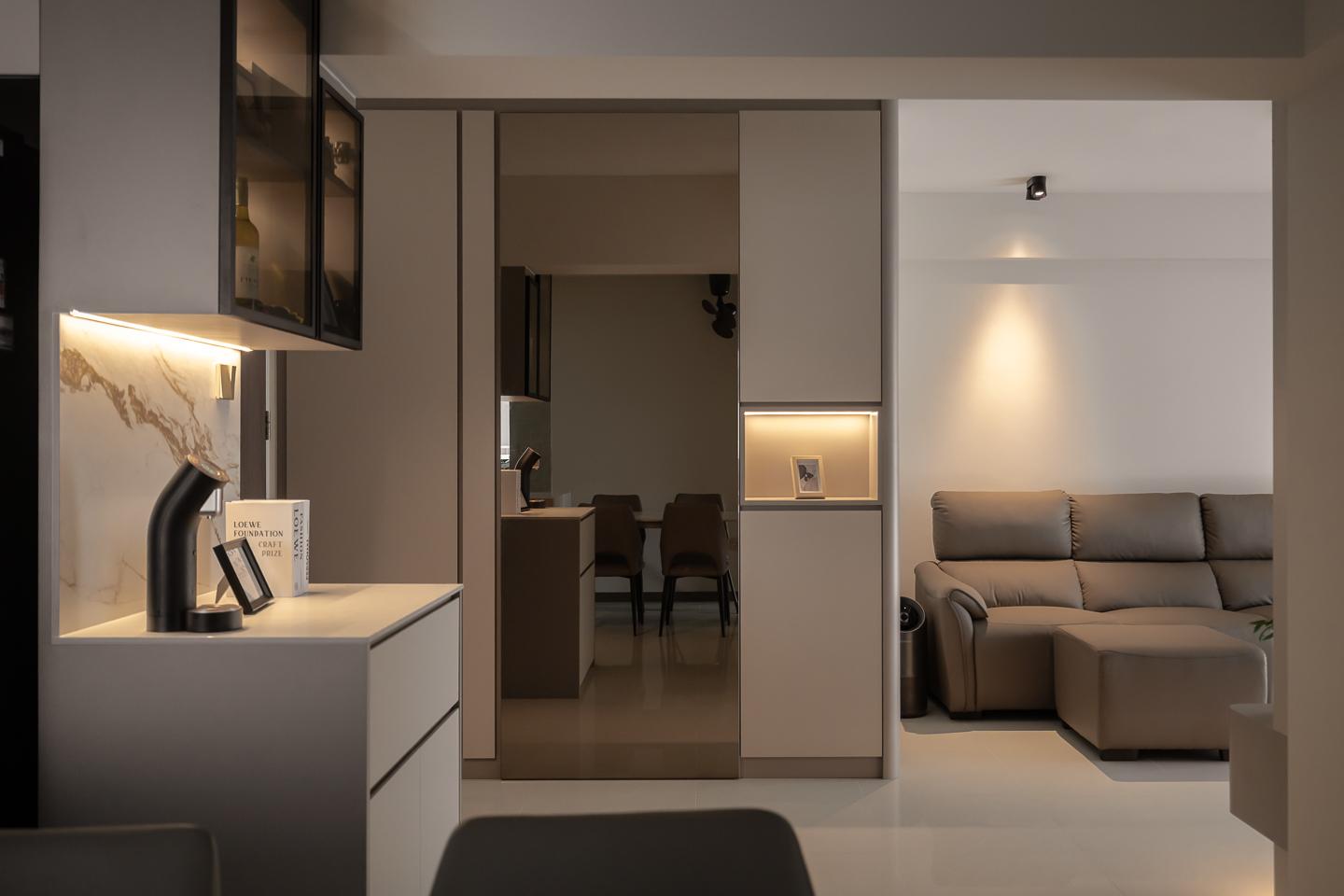 Minimalist Foyer with Artwork and Console Table