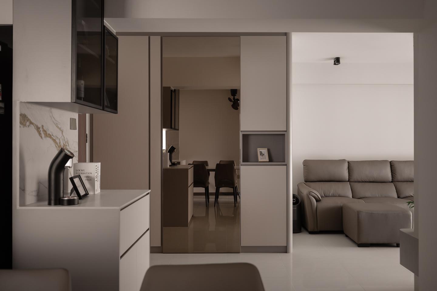 Minimalist Foyer with Artwork and Console Table