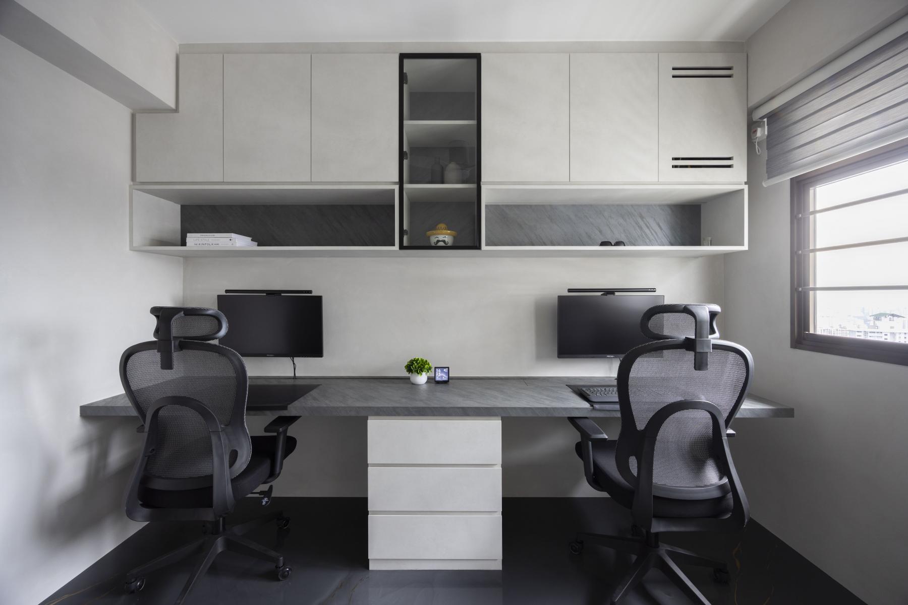 Minimalist Study with Desk and Desk Chairs