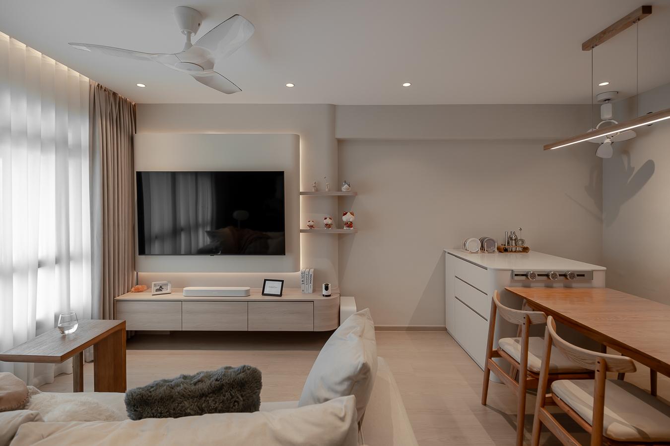 Scandinavian Living Room with TV Console and Sofa
