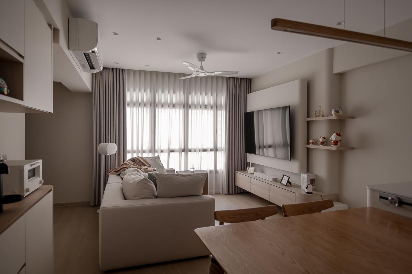 Scandinavian Living Room with TV Console and Sofa