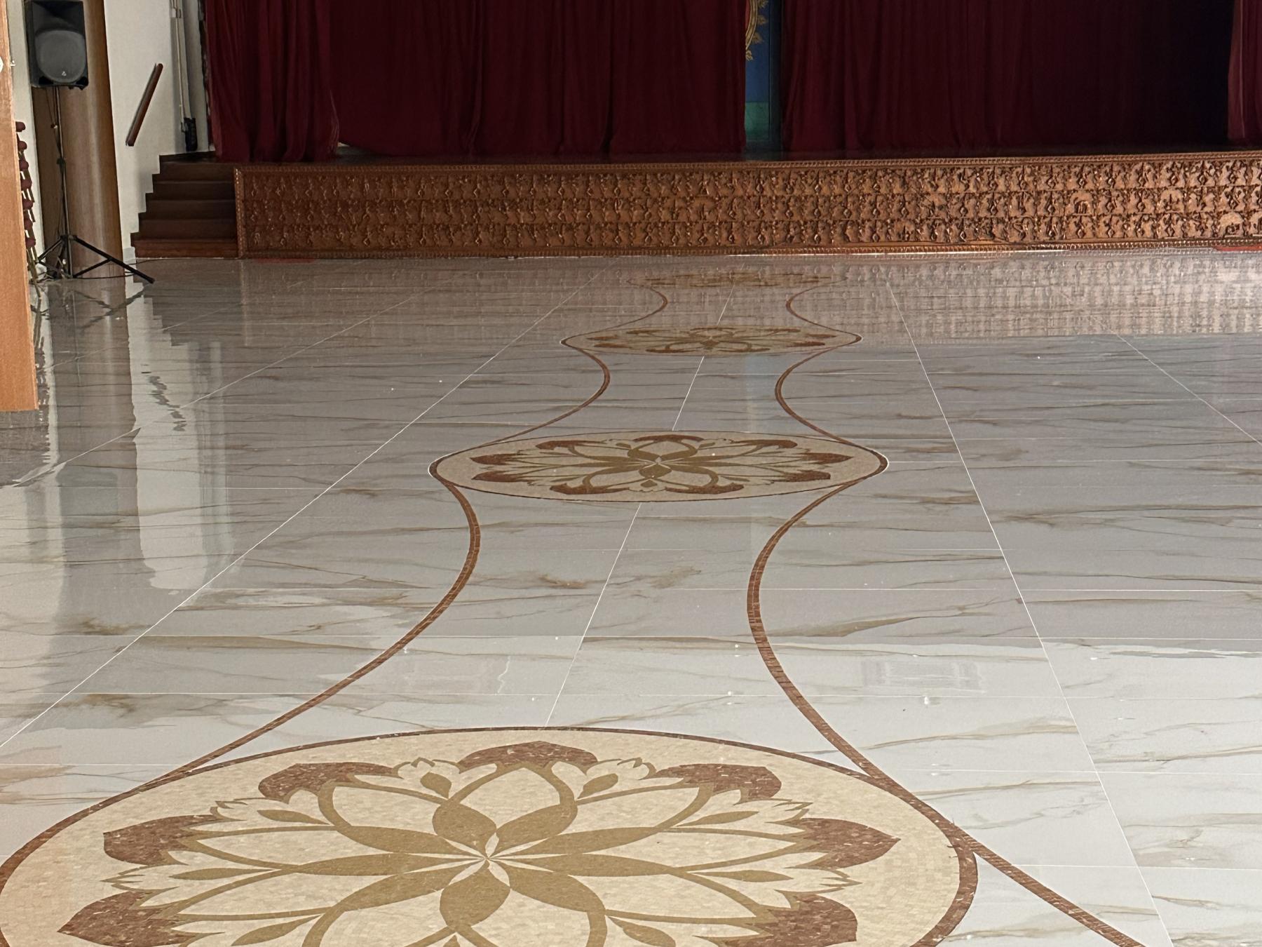 Transitional Living Room with Marble Floor and Flooring