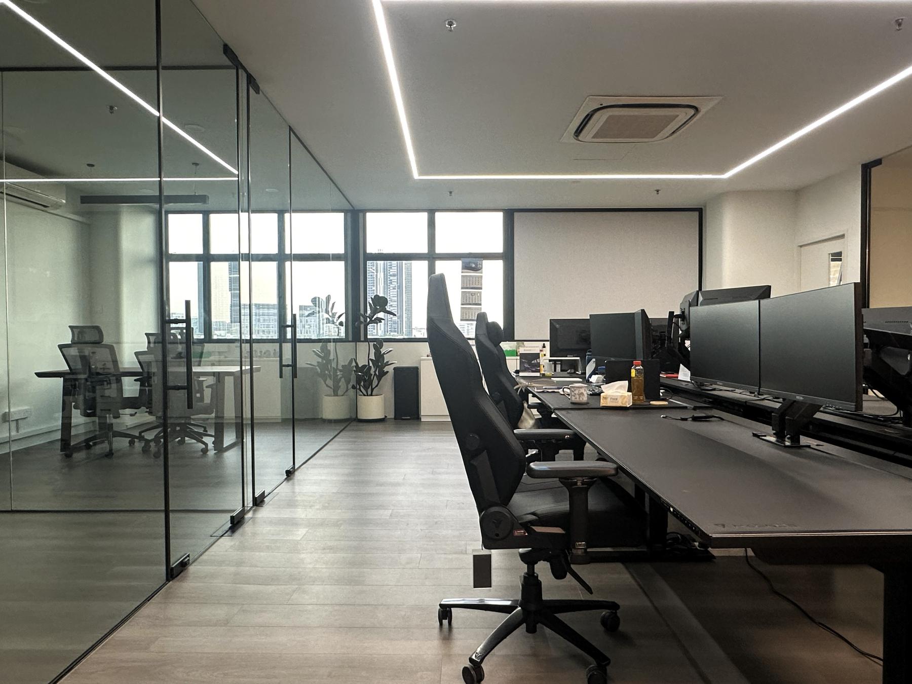 Modern Office with Desk and Desk Chairs