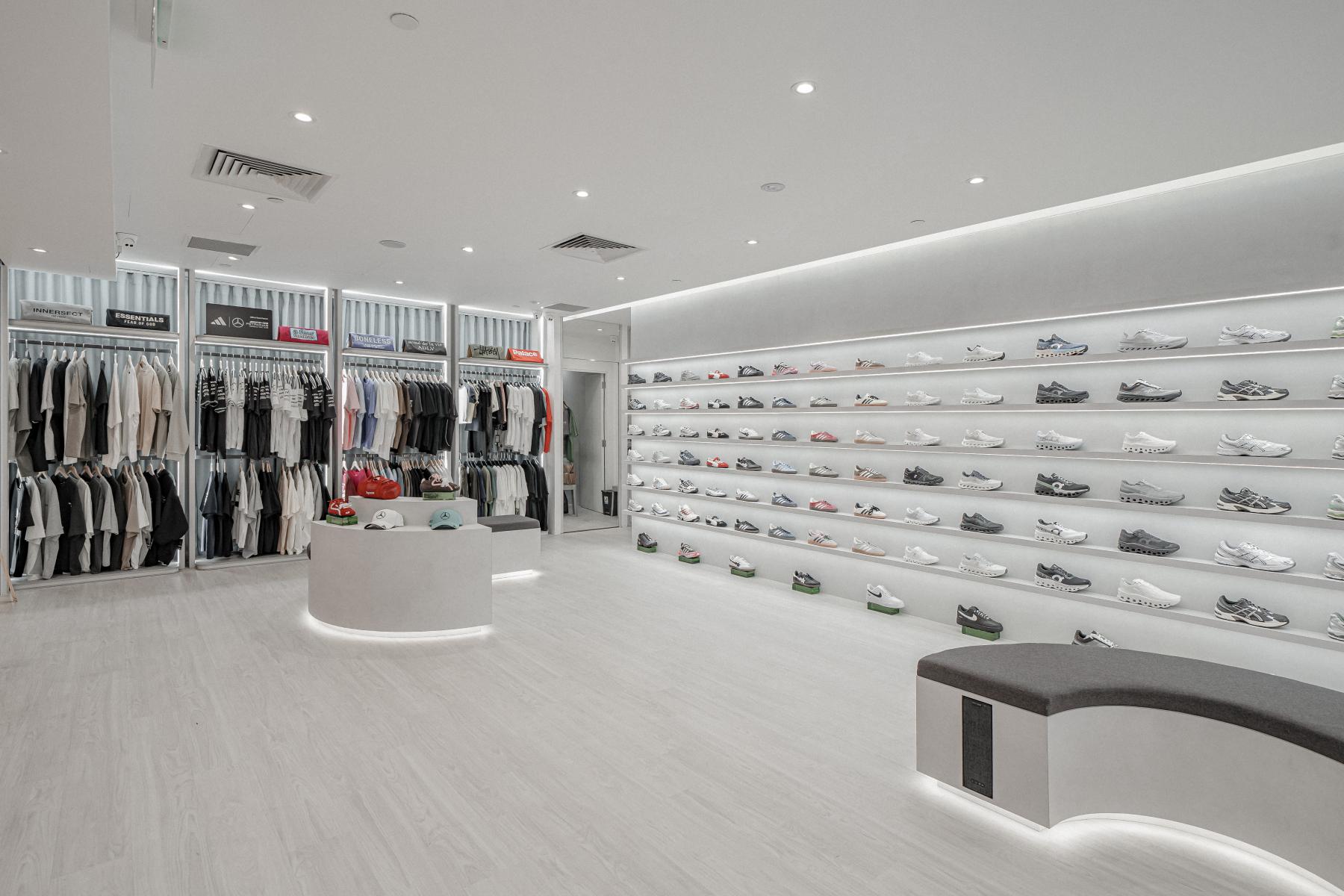 Contemporary Retail with Bookshelf and Shoe Rack