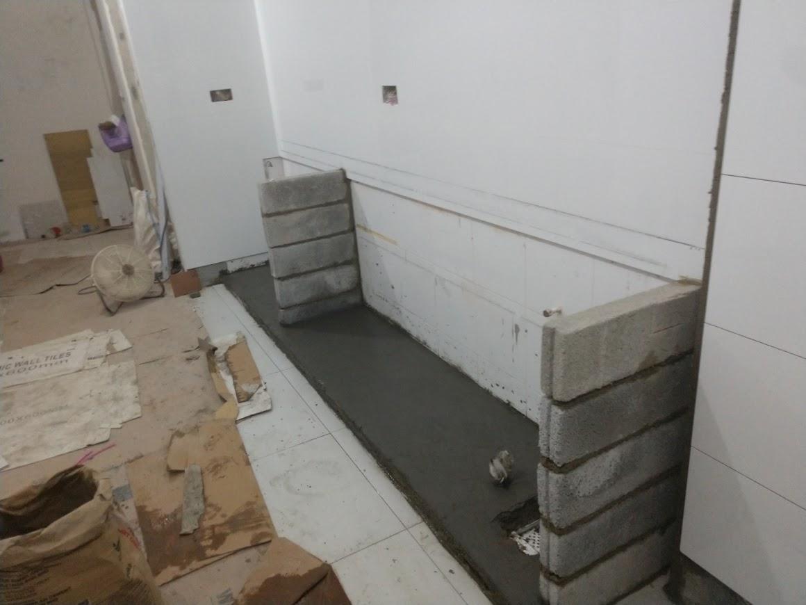 Asian Kitchen with Vinyl Flooring and Homogeneous Tiles