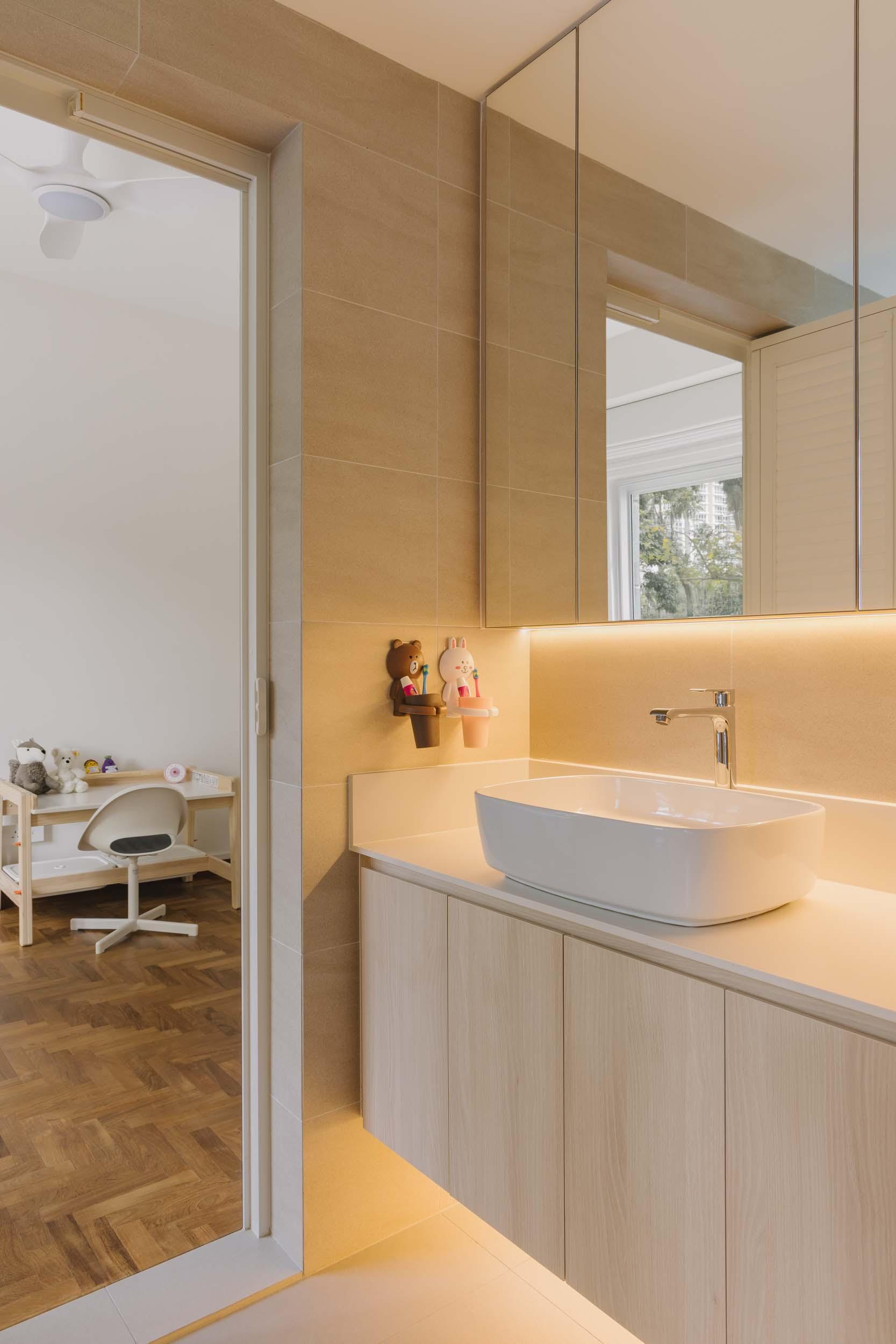 Country Bathroom with Mirror and Bathroom Mirrors
