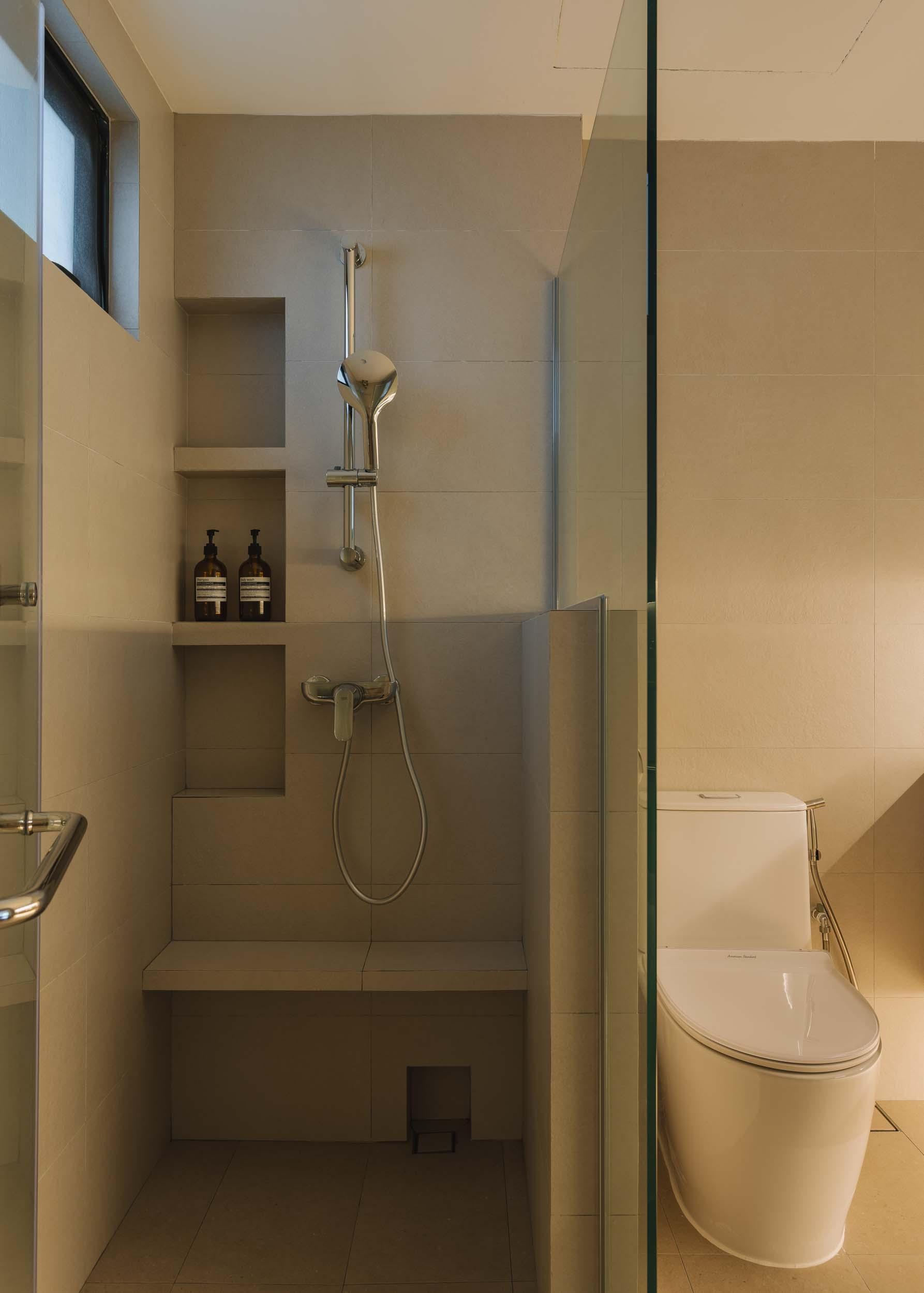 Country Bathroom with Shower Screen and Bathroom Lighting