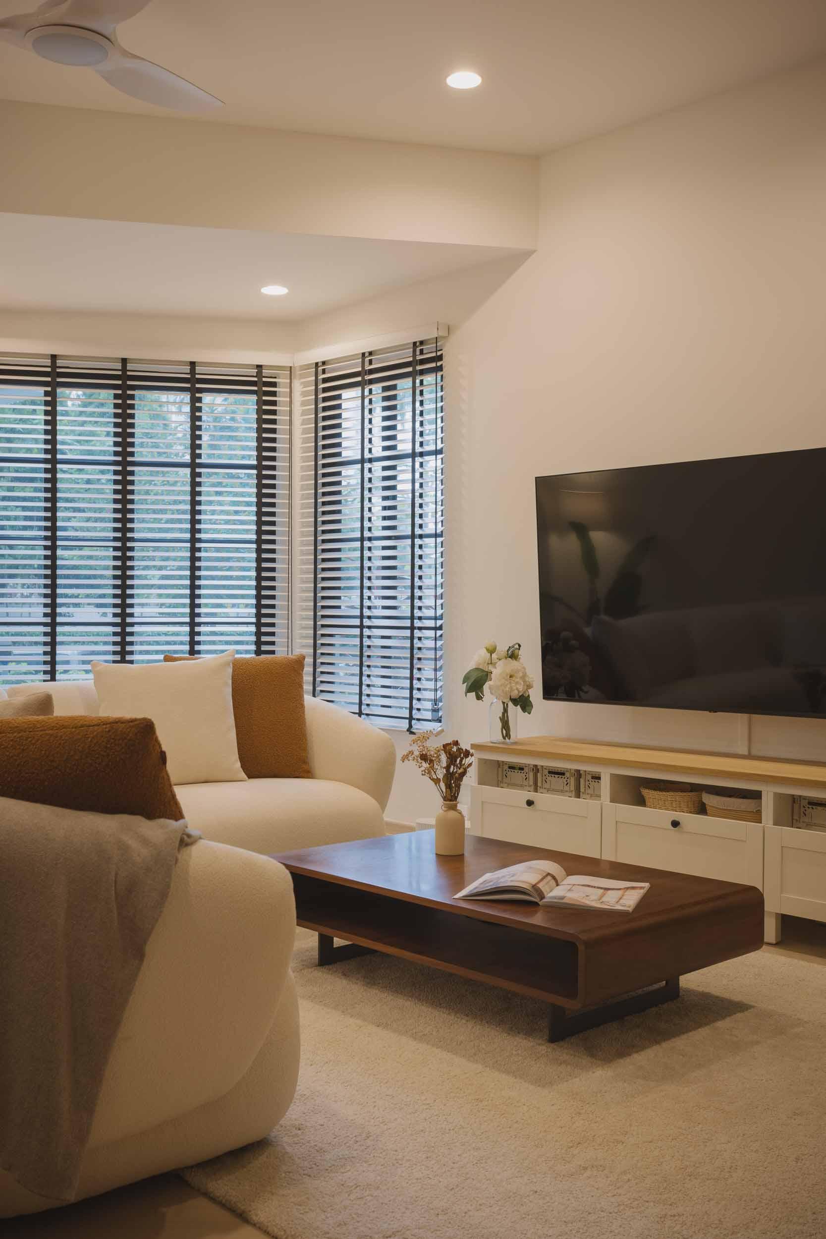 Country Living Room with TV Console and Downlights