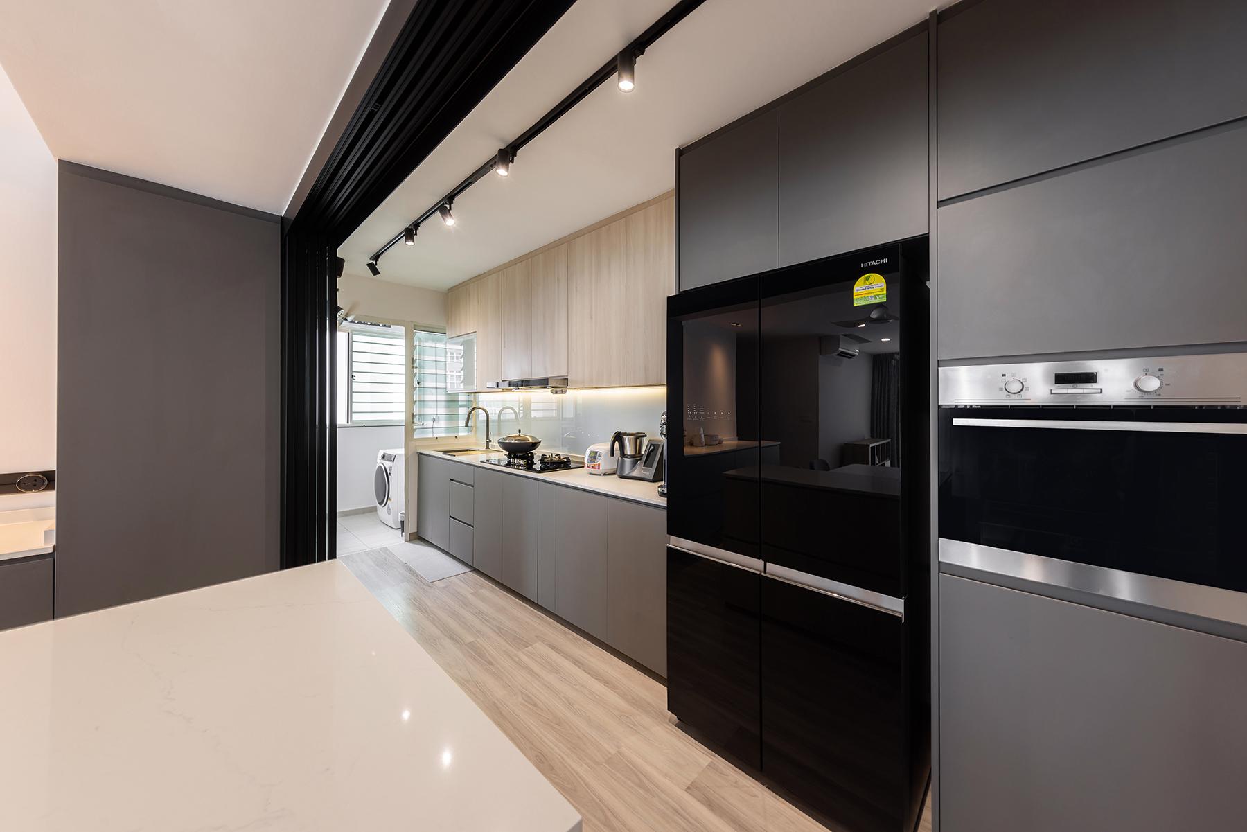 Modern Kitchen with Countertop and Vinyl Flooring
