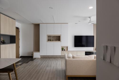Modern Living Room at Punggol Edgedale Plains