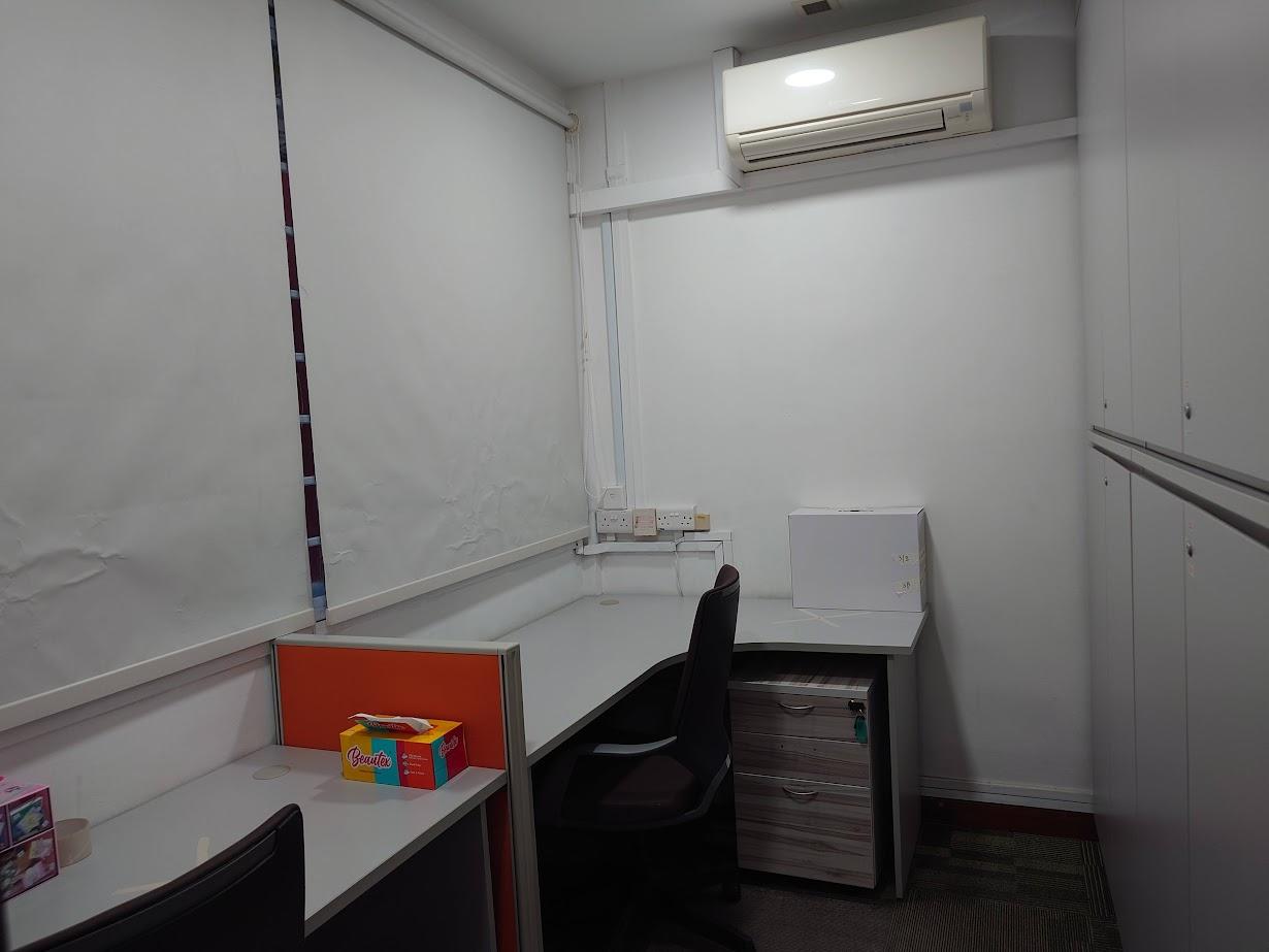 Asian Office with Bookshelf and Desk