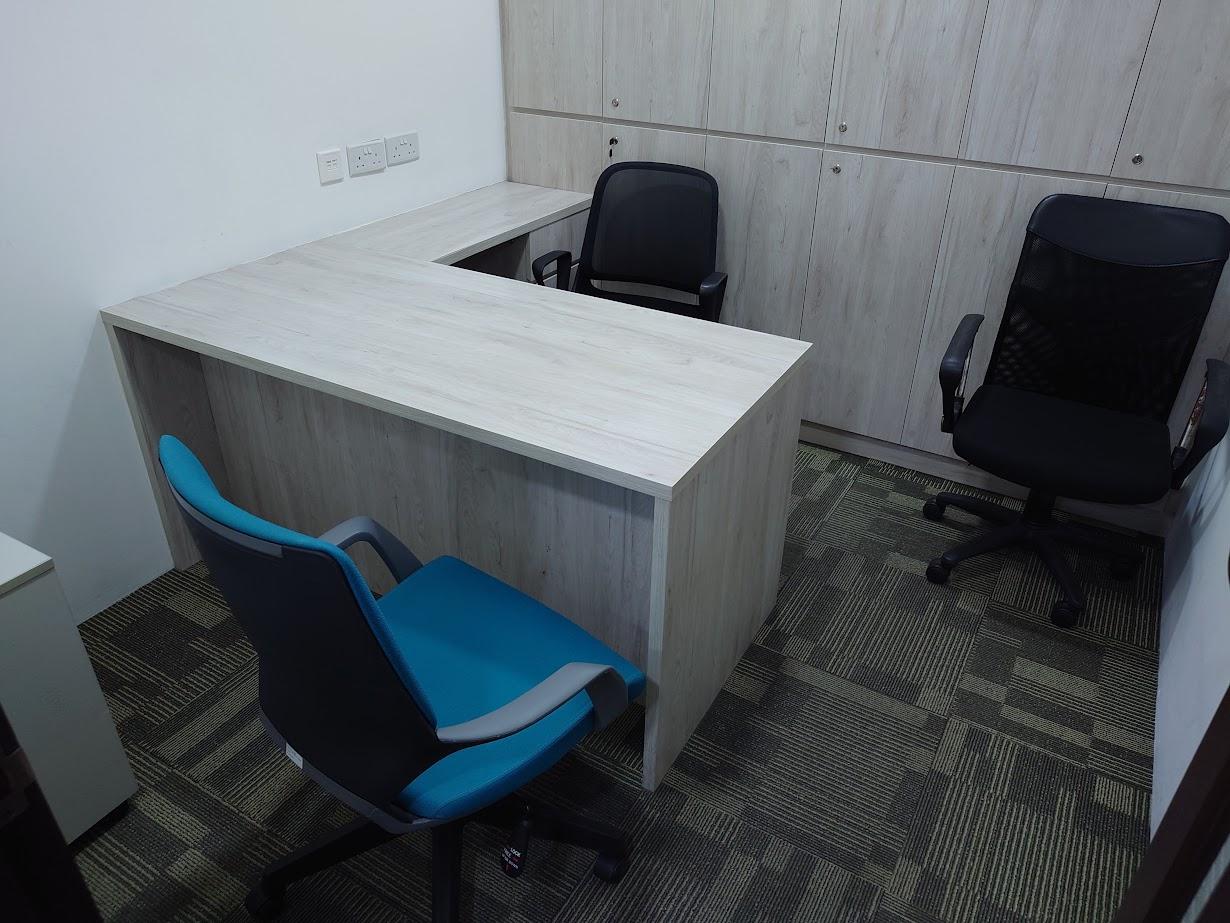 Asian Office with Bookshelf and Desk