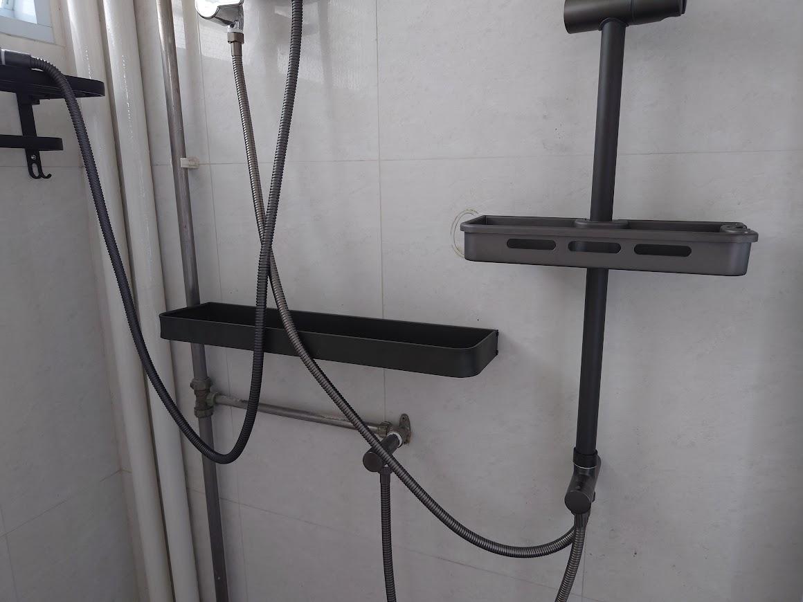 Asian Bathroom with Mirror and Bathroom Storage