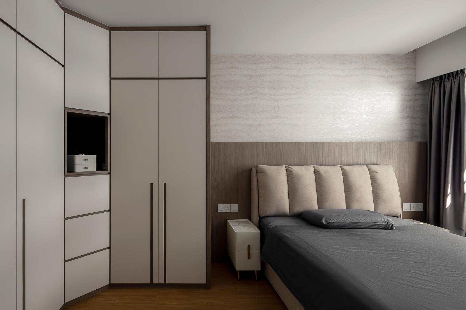 Modern Bedroom with Vinyl Flooring and Wardrobe