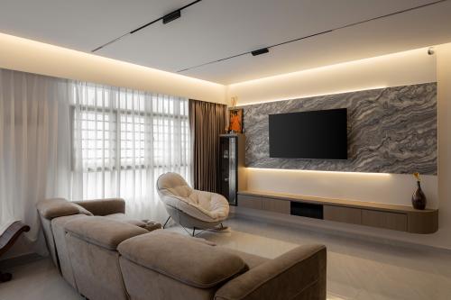 Modern Living Room at 4-room BTO @  Canberra Link
