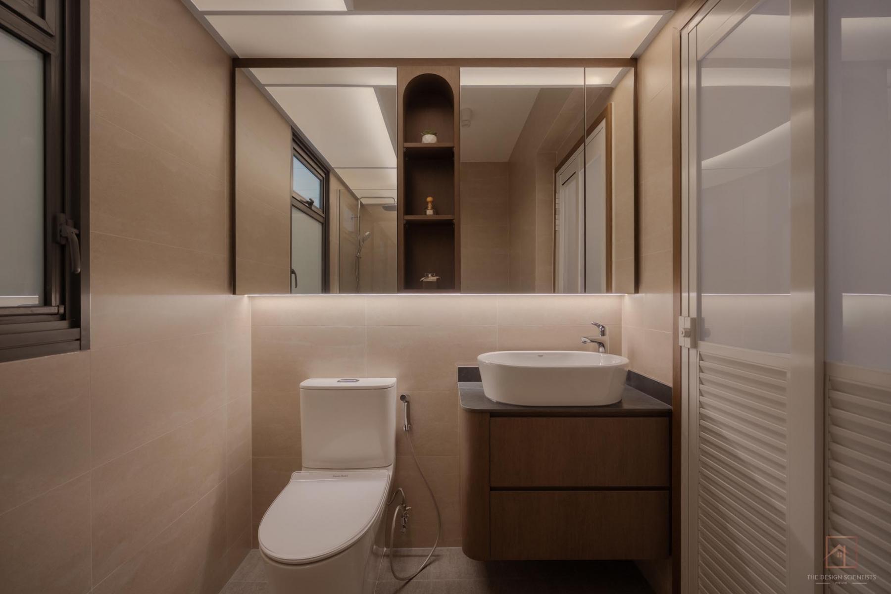 Minimalist Bathroom with Mirror and Bathroom Storage