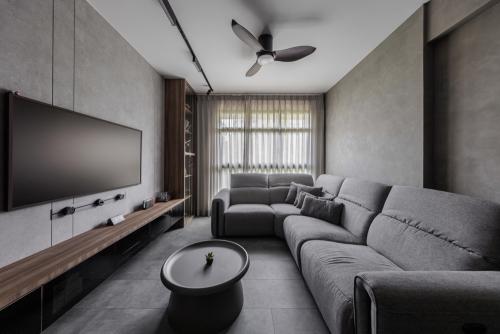 Industrial Living Room at Woodleigh Glen