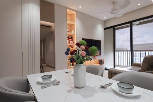 Contemporary Living Room at 3 Bedroom Condo @ Sengkang Grand Residence