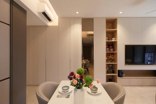 Contemporary Living Room at 3 Bedroom Condo @ Sengkang Grand Residence