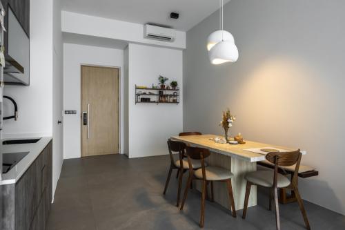 Contemporary Dining Room at Boathouse Residence