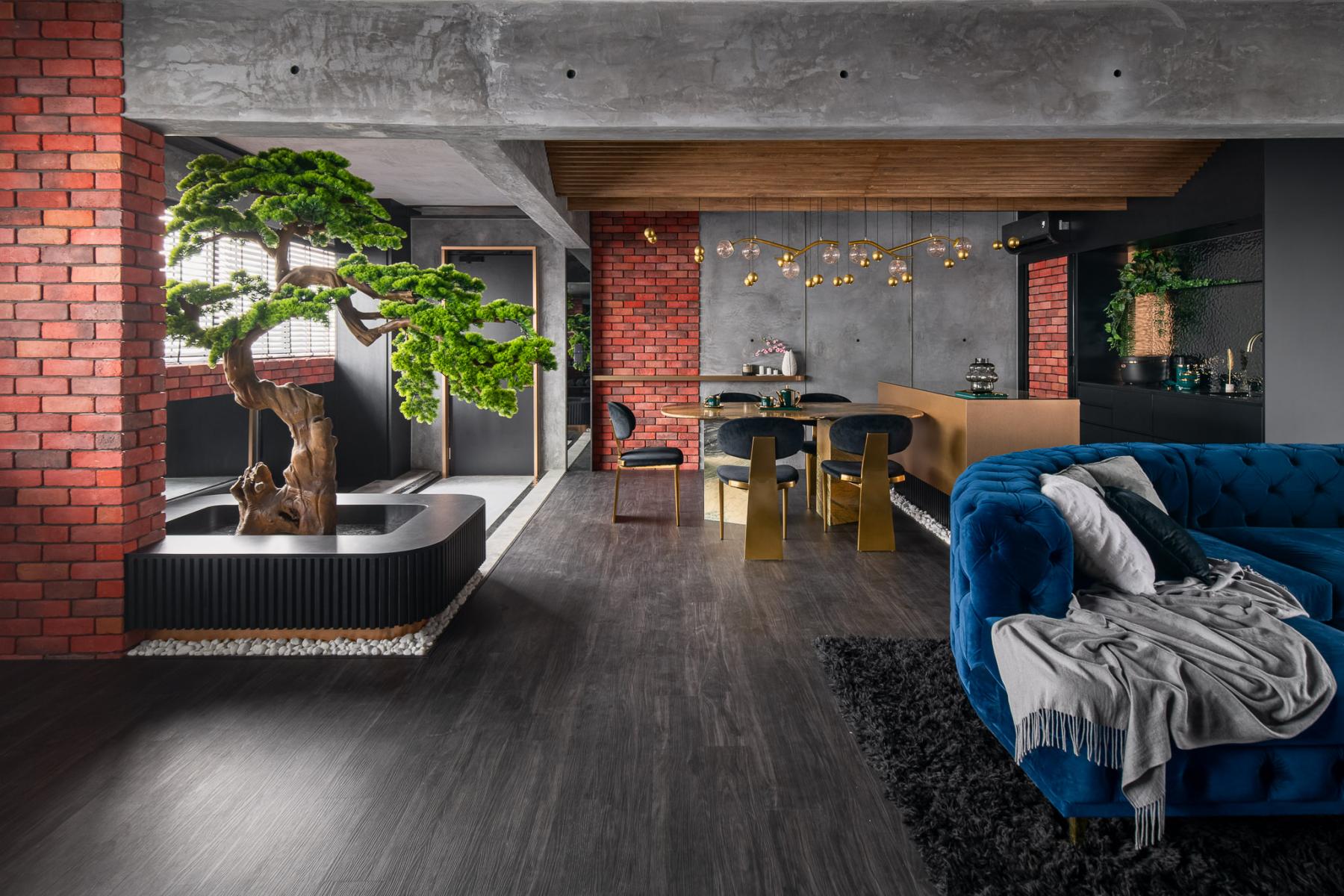Modern Living Room with Feature Wall and Carpet